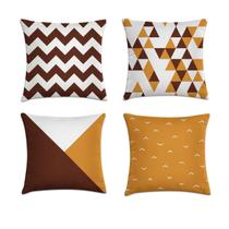Kit 4 Capas De Almofadas Caramelo E Marrom 45X45 Kit 4 Capas De Almofadas Caramelo E Marrom 45X45