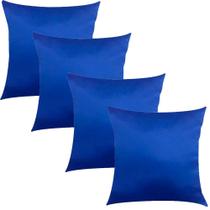 Kit 4 Capas de Almofadas Cetim Azul Royal 45x45cm