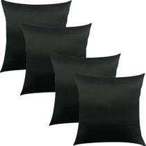 Kit 4 Capas de Almofadas Cetim Preto 45x45cm