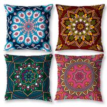 Kit 4 Capas de Almofadas Cheias 40x40 Estampada Mandala