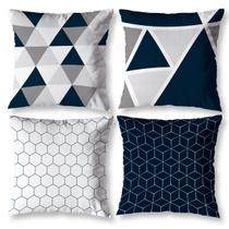 Kit 4 Capas de Almofadas Cheias Cheias Decorativa Geo Cinza