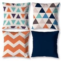 Kit 4 Capas de Almofadas Cheias Estampa GEO CHEVRON - 40cm X 40cm Estampada Digital