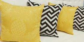 Kit 4 Capas De Almofadas Chevron Jacquard Amarelo 45x45