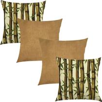 Kit 4 Capas de Almofadas Composê Bambú e Sapucaia Caramelo 45x45cm Kit 4 Capas de Almofadas Composê Bambú e Sapucaia Caramelo 45x45cm