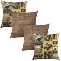 Kit 4 Capas de Almofadas Composê Cars Bege e Marrom Liso 45cmx45cm