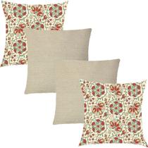 Kit 4 Capas de Almofadas Composê Cazoli e Linho 45cmx45cm