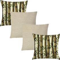 Kit 4 Capas de Almofadas Composê Linho e Bambú 45x45cm