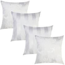 Kit 4 Capas de Almofadas Composê Medalhão e Listrado Branco 45cmx45cm