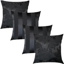 Kit 4 Capas de Almofadas Composê Medalhão e Listrado Preto 45cmx45cm