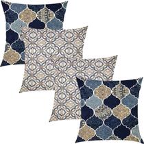 Kit 4 Capas de Almofadas Composê Mirage Azul e Otto Azul 45cmx45cm Kit 4 Capas de Almofadas Composê Mirage Azul e Otto Azul 45cmx45cm