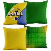 Kit 4 Capas de Almofadas Copa do Mundo Brasil Decorativas Para Sofá 40x40 Kit 4 Capas de Almofadas Copa do Mundo Brasil Decorativas Para Sofá 40x40