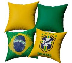 Kit 4 Capas de Almofadas Copa do Mundo Brasil Torcida 45x45 - Barros Baby Store