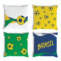 Kit 4 Capas de Almofadas Copa do Mundo Brasil Torcida 45x45