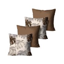 Kit 4 Capas de Almofadas Costela de Adão Bege e Marrom