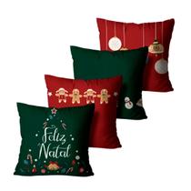 Kit 4 Capas de Almofadas de Natal Verde e Bordô 45x45