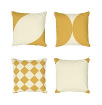 Kit 4 Capas De Almofadas Decorativa Abstrato Amarelo