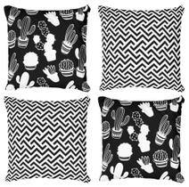 Kit 4 Capas De Almofadas Decorativa Cactus Noir