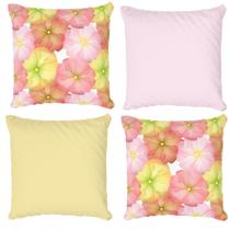 Kit 4 Capas De Almofadas Decorativa Flores Claras Delicadas