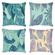 Kit 4 Capas De Almofadas Decorativa Folhas Tropicais Kit 4 Capas De Almofadas Decorativa Folhas Tropicais