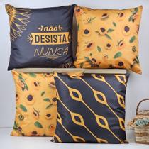 Kit 4 Capas de Almofadas Decorativa - Girassol Kit 4 Capas de Almofadas Decorativa - Girassol