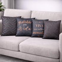 Kit 4 Capas de Almofadas Decorativa Gratidão Black Kit 4 Capas de Almofadas Decorativa Gratidão Black