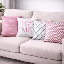 Kit 4 Capas de Almofadas Decorativa Home Rosa Kit 4 Capas de Almofadas Decorativa Home Rosa