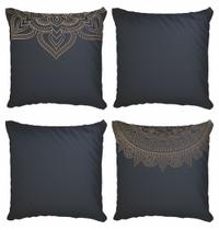 Kit 4 Capas De Almofadas Decorativa Mandalas Douradas
