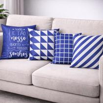 Kit 4 Capas de Almofadas Decorativa Nossos Sonhos Blue Kit 4 Capas de Almofadas Decorativa Nossos Sonhos Blue