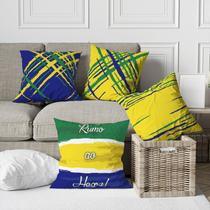 Kit 4 Capas De Almofadas Decorativa Pinceladas Cores Brasil Futebol Kit 4 Capas De Almofadas Decorativa Pinceladas Cores Brasil Futebol