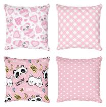 Kit 4 Capas De Almofadas Decorativa Pink Bear
