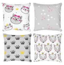Kit 4 Capas De Almofadas Decorativa Princesa Animais Fofinhos Kit 4 Capas De Almofadas Decorativa Princesa Animais Fofinhos