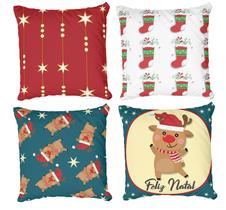 Kit 4 Capas De Almofadas Decorativa Rena, estrela e sapatinhos de natal