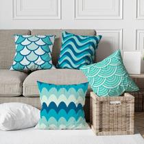 Kit 4 Capas De Almofadas Decorativa Sereia Azul Turquesa Kit 4 Capas De Almofadas Decorativa Sereia Azul Turquesa