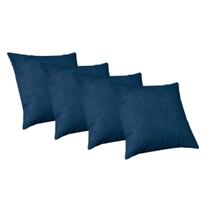 Kit 4 Capas de Almofadas Decorativa Suede Premium Toque Macio 50x50cm Glamour Azul