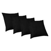 Kit 4 Capas de Almofadas Decorativa Suede Premium Toque Macio 50x50cm Glamour Preto