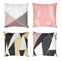 Kit 4 Capas De Almofadas Decorativa Triângulos Marble