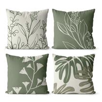 Kit 4 Capas De Almofadas Decorativas 45x45 - Floral Verde
