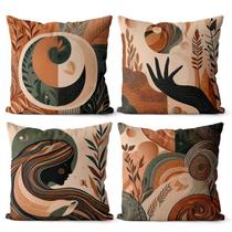 Kit 4 Capas De Almofadas Decorativas 45x45 - Terroso Mulher Kit 4 Capas De Almofadas Decorativas 45x45 - Terroso Mulher