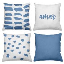 Kit 4 Capas De Almofadas Decorativas 45x45cm Estampa Amar Blue Kit 4 Capas De Almofadas Decorativas 45x45cm Estampa Amar Blue