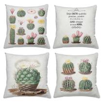 Kit 4 Capas De Almofadas Decorativas 45x45cm Estampa Cactos I Kit 4 Capas De Almofadas Decorativas 45x45cm Estampa Cactos I