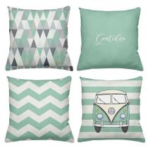 Kit 4 Capas De Almofadas Decorativas 45x45cm Estampa Kombi