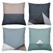 Kit 4 Capas De Almofadas Decorativas 45x45cm Estampa Marinho Classic