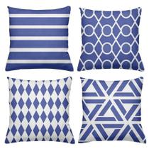 Kit 4 Capas De Almofadas Decorativas 45x45cm Estampa Soft Blue Kit 4 Capas De Almofadas Decorativas 45x45cm Estampa Soft Blue
