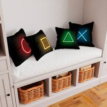 Kit 4 Capas De Almofadas Decorativas Botões Videogame Símbolos Kit 4 Capas De Almofadas Decorativas Botões Videogame Símbolos