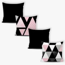 Kit 4 Capas de Almofadas Decorativas com Zíper + 4 refil de almofada 42cm X 42cm