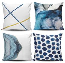 Kit 4 Capas de Almofadas Decorativas Estampadas - Azul Moderna - VKAZA