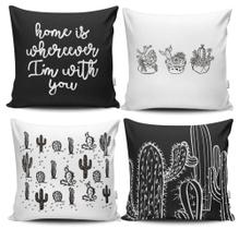 Kit 4 Capas de Almofadas Decorativas Estampadas - Cacto - VKAZA