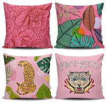 Kit 4 Capas de Almofadas Decorativas Estampadas - Fearless Rosa - VKAZA