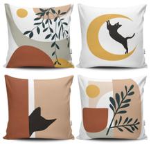 Kit 4 Capas de Almofadas Decorativas Estampadas - Gato - VKAZA Kit 4 Capas de Almofadas Decorativas Estampadas - Gato - VKAZA