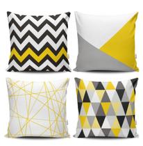 Kit 4 Capas de Almofadas Decorativas Estampadas - Geométrico Amarela - VKAZA